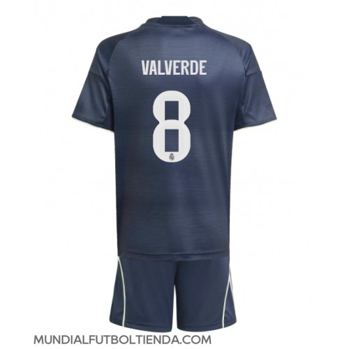 Camiseta Real Madrid Federico Valverde #8 Segunda Equipación Replica 2025-26 para niños mangas cortas (+ Pantalones cortos)